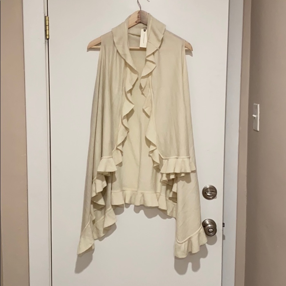 Sleeveless White Anthropology Cardigan